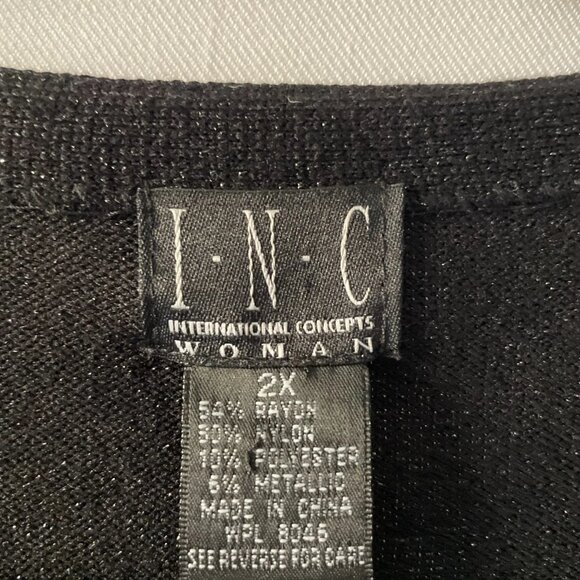 INC International Concepts Womens Black Metallic Shimmer Cardigan Sweater Sz 2X - Picture 3 of 7